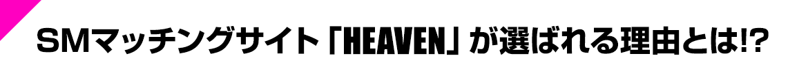SMマッチングサイト「HEAVEN」が選ばれる理由とは!?